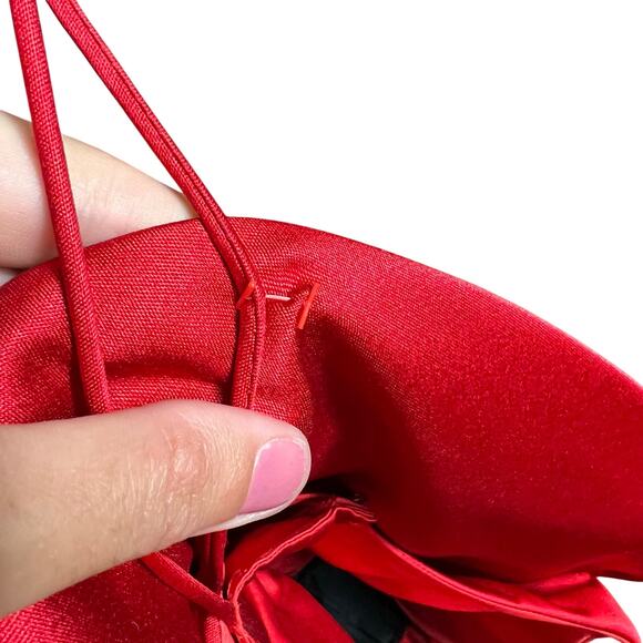 Vintage JCPenney Red Peplum Top Rhinestone Bow Detail Size 11 12 - Picture 12 of 16